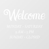 Elegante openingstijden | Tijd voor witte scripts  Raamsticker (Vel)