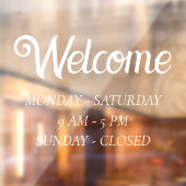 Elegante openingstijden | Tijd voor witte scripts  Raamsticker (Vel 2)