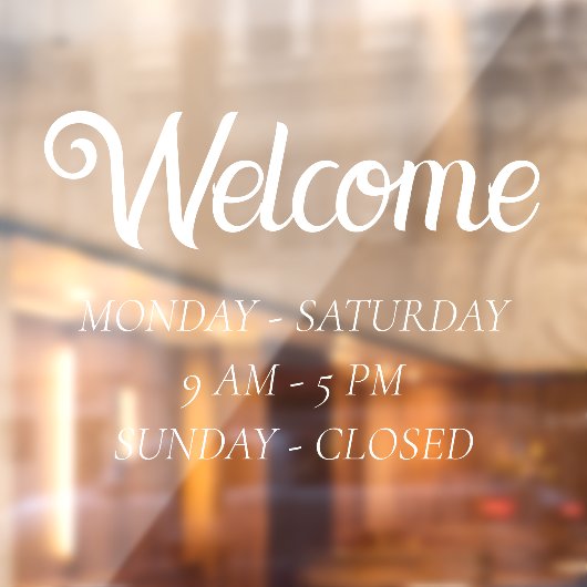 Elegante openingstijden | Tijd voor witte scripts Raamsticker (Vel 2)