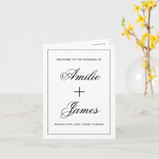 Elegante opvouwbare bruiloft partij programma tijd (Gele Bloem)