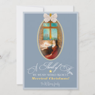 Elegante Opwinding van Hoop Stof Blauw Foto Kerstm Feestdagenkaart