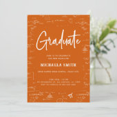 Elegante oranje afstudeerwiskunde afstuderen kaart (Staand voorkant)
