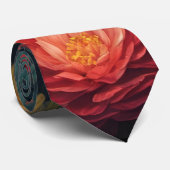 Elegante Oranje bloem en pauwenveer Stropdas (Opgerold)