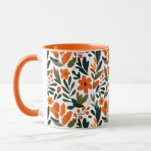 Elegante Oranje Bloemen Lente Botanisch Patroon 
