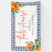 Elegante Oranje Bruiloftsdouche Spritz Spandoek (Verticaal)