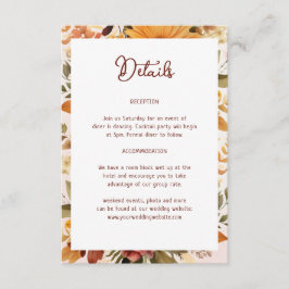 Elegante Oranje Flower Lijst Wedding Details Informatiekaartje