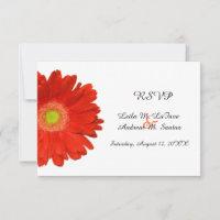 Elegante oranje Gerbera Daisy-huwelijks-RSVP-kaart