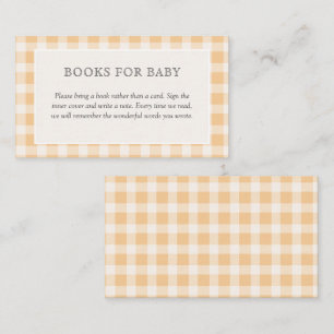 Elegante Oranje Gingham Baby Shower Boeken Voor Ba Informatiekaartje