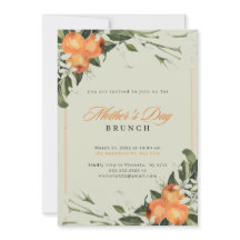 Elegante Oranje & Groene Waterverf Moederdag
