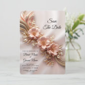 Elegante Oranje Perzik Bloemen Bewaar de Datum Save The Date (Staand voorkant)