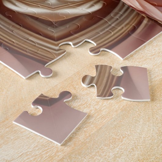 Elegante Oranje Perzik Bloemen Jigsaw Puzzel (Zijkant)