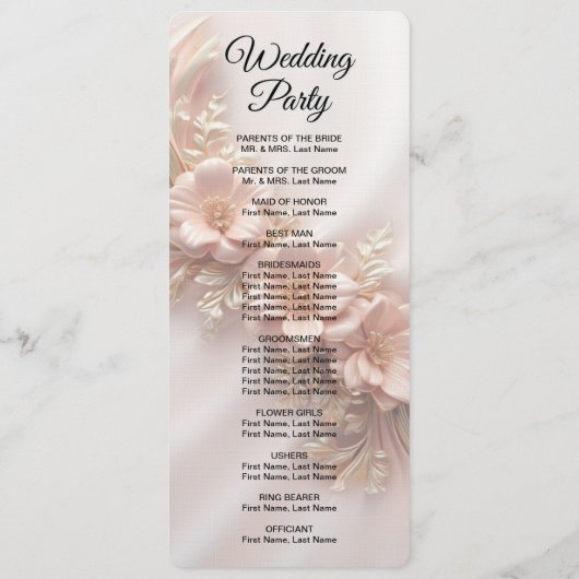 Elegante Oranje perzik bloemenbruiloft programma (Achterkant)