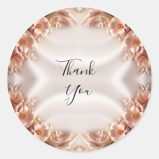 Elegante Oranje Perzik Floral Sticker (Voorkant)