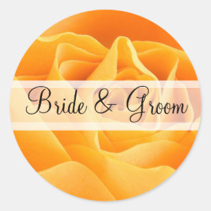 Elegante Oranje Roos bruiloft stickers