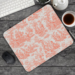 Elegante Oranje Vintage Franse Toile de Jouy Muismat
