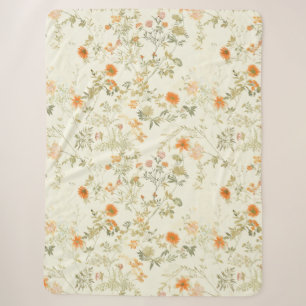 Elegante oranje wilde bloemen waterverf sherpa deken