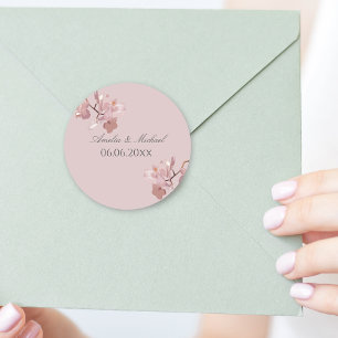 Elegante orchidee Bewaar de datum Ronde Sticker