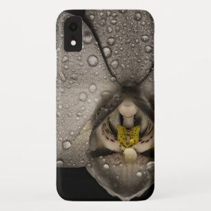 Elegante orchidee bloem zwart grijs iPhone XR hoesje