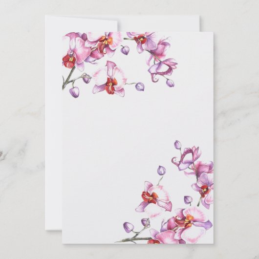Elegante orchidee botanische bruiloft uitnodiging (Achterkant)