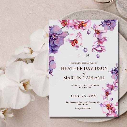 Elegante orchidee botanische bruiloft uitnodiging