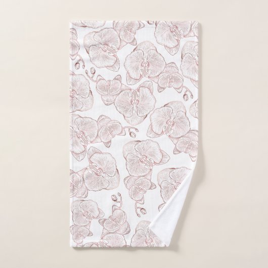 Elegante Orchidee Botanische Monogram Huwelijk Bad Handdoek (Handdoek)