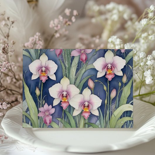 Elegante orchidee bruiloft RSVP Kaart pastel