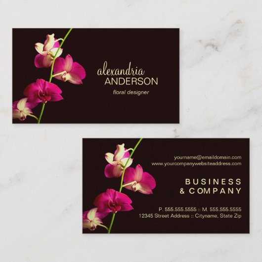 Elegante orchidee ontwerper visitekaartje (Voorkant / Achterkant)