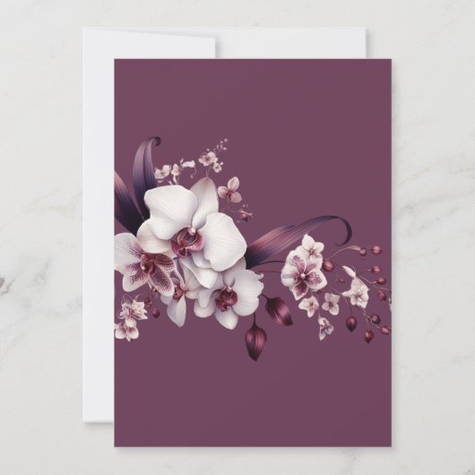 Elegante orchidee proefhuwelijksdiner kaart (Achterkant)