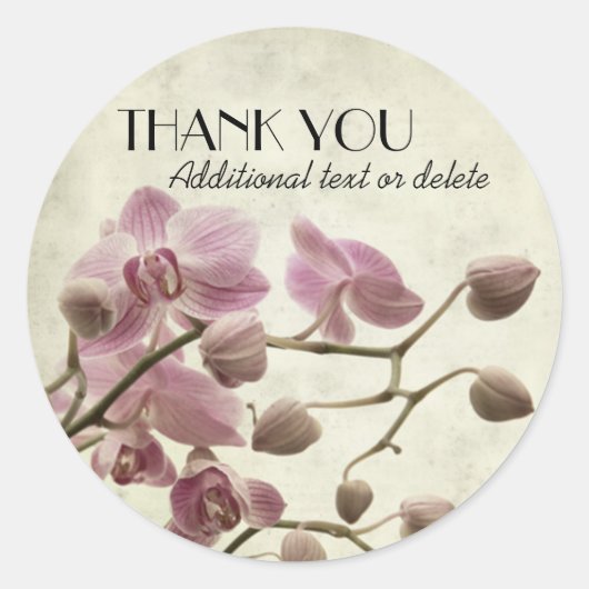 Elegante orchideeën dank u ronde sticker (Voorkant)