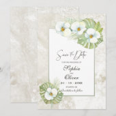 Elegante Orchideeën Floral Wedding Save the Date (Voorkant / Achterkant)