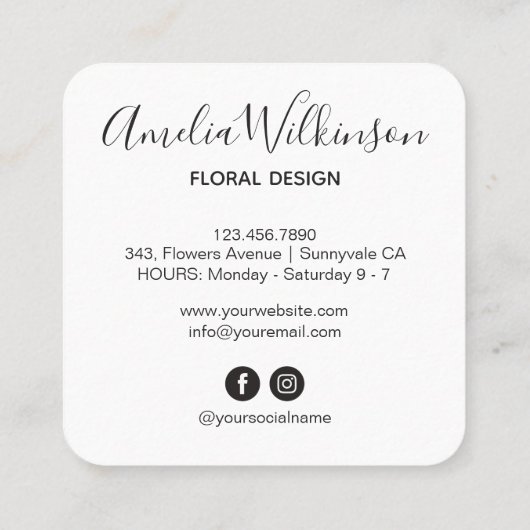 Elegante orchideeën zwart & wit bloemendelicate ch vierkante visitekaartje (Achterkant)