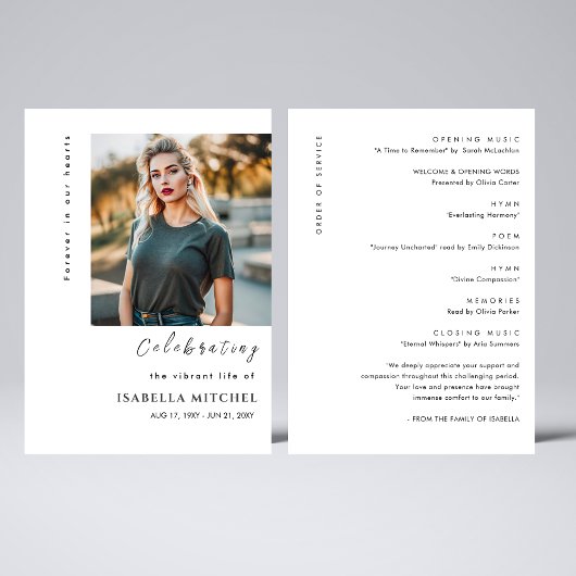 Elegante Orde van de Dienst Uitvaartprogramma Kaart