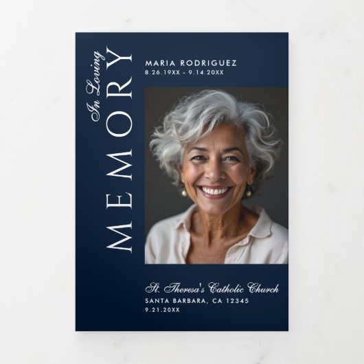 Elegante Orde van Dienst Overlijdensbericht 6-foto Drieluik Programma (Cover)