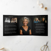 Elegante Orde van Dienst Overlijdensbericht 6-foto Drieluik Programma (Binnen)