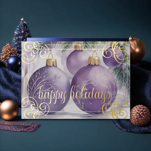 Elegante Ornamenten Lavendel Kerst Feestdagen Kaart