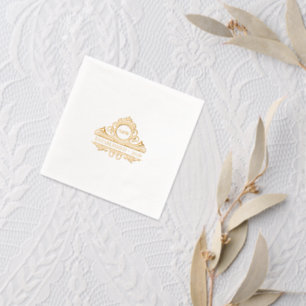 Elegante Oud Geld Esthetische Trouwkist Monogram Folie Servetten
