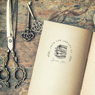 Elegante Oude Bibliotheekboeken Chique Aangepaste Rubberstempel