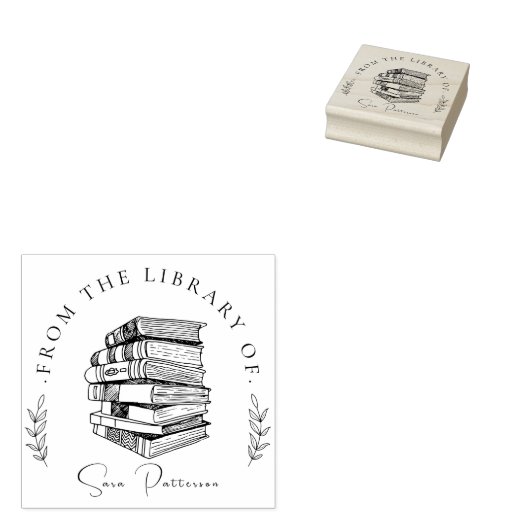 Elegante Oude Bibliotheekboeken Chique Aangepaste Rubberstempel (Gestempeld)