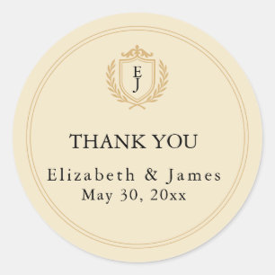 Elegante oude geldkist - Ivoor en gouden bruiloft Ronde Sticker