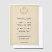 Elegante oude geldkist - Ivoor en gouden bruiloft Vellum Uitnodigingen (Offset)