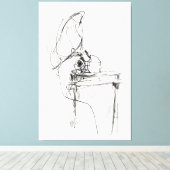 Elegante Oude Gramophone Schets - Premium Canvas Afdruk (Insitu (Houten vloer))
