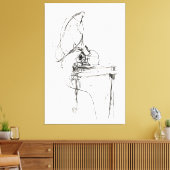 Elegante Oude Gramophone Schets - Premium Canvas Afdruk (Insitu (Woonkamer))
