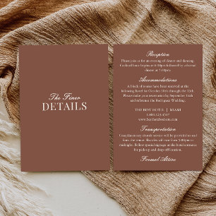 Elegante Oude Rijke Mocca Bruine Ivoren Trouwdetai Informatiekaartje