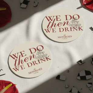 Elegante Oude Rijke Rode Papieren Cocktail Trouwgu Ronde Kartonnen Onderzetter