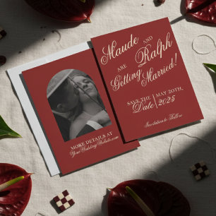Elegante Oude Rijke Weelderige Rode Huwelijk Save The Date