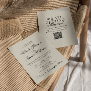 Elegante Oude Rijke Whimsical Retro QR Code Trouwd Kaart