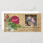Elegante Oude Roos, Magenta/Bruin Save The Date (Voorkant / Achterkant)