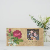 Elegante Oude Roos, Magenta/Bruin Save The Date (Staand voorkant)