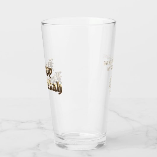 Elegante Oudengelse Lettering Gelukkig Chanoeka Glas (Links)