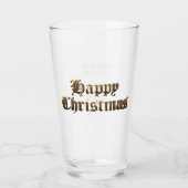 Elegante Oudengelse Lettering Gelukkig Kerstmis Glas (Voorkant)